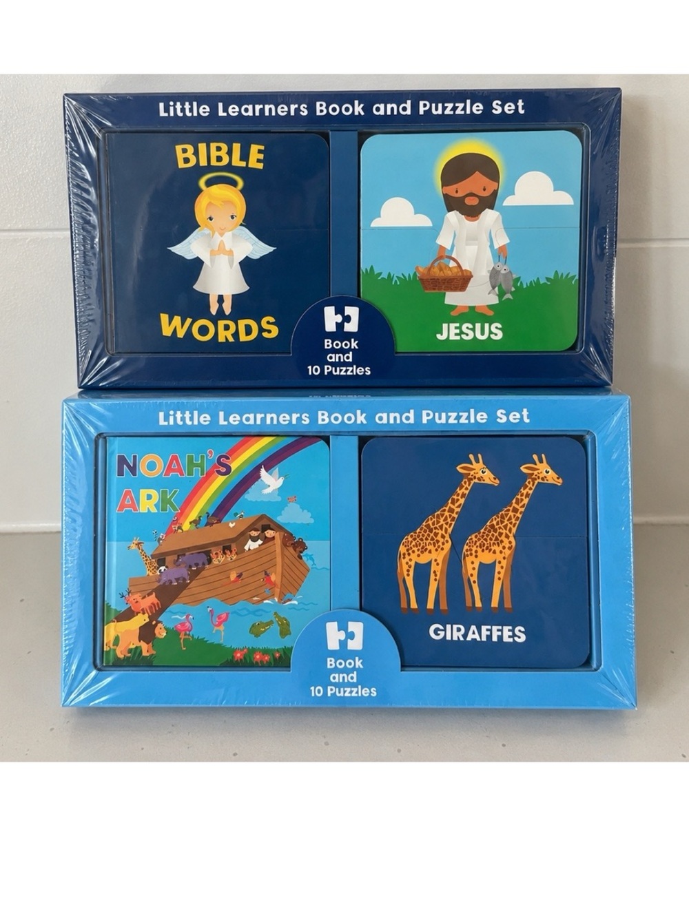 2 New Little Learners Book & Puzzle Sets Bible Noah’s Ark Giraffes